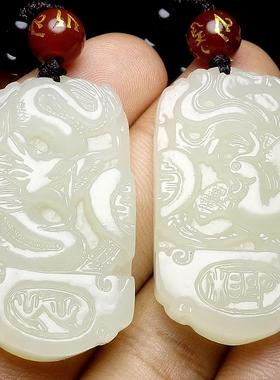 本命年新疆玉石和田玉工艺品莲花吊坠玉石项链挂件礼物