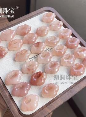 本命年桃花酿祥云锁吊坠丝玉水蜜桃色无事牌女款粉色平安扣玉挂件