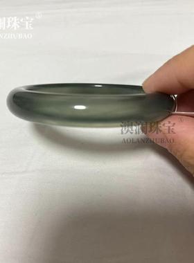 本命年冰种库里蓝玉髓手镯蓝玛瑙冰透款天青冻玉石女款镯子礼物