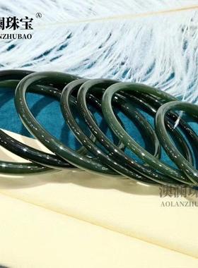 本命年和田玉青玉手镯少女小细条玉镯子细圆条青玉手镯礼物