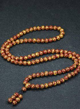 本命年朱砂手串女原矿108颗佛珠手链晶体雄黄砂男礼物