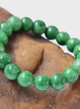 本命年翡翠干青圆珠手链寒玉石英岩玉干青铁龙生手串热销礼物