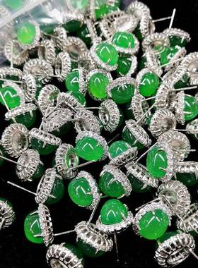 本命年玛瑙起光旦面戴非款玉髓耳钉百搭绿色鸽子蛋玉石耳坠礼物