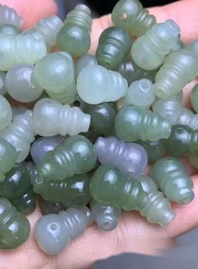 本命年和田白玉三通佛头黄碧玉籽料青花糖串珠项链文玩配饰配件礼