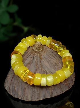 本命年波罗的海蜜蜡珀车轮手串隔片算盘珠琥珀配饰女士手链礼物