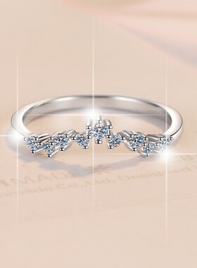 瑞兴银2023星座戒子V时尚礼物指环跨境直播925银莫桑石女戒指