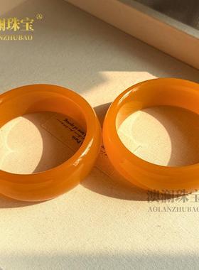 本命年外蒙料糖橘色手镯高和田玉石手镯外蒙料镯子礼物