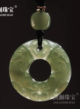 本命年阿富汗玉貔貅平安扣吊坠男女浅青玉皮丘貔恘玉石挂件玉坠玉