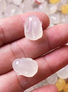 本命年冰种荔枝冻白玉髓玛瑙玉石趴趴兔小兔子手链配件礼物