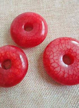 本命年鸡血玉大平安扣吊坠女款步步惊心岫玉玉石挂件礼物