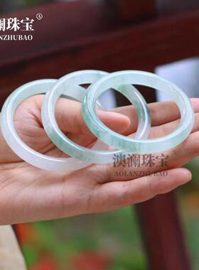 本命年新疆丝玉天山翠玉手镯气质清新女款昆仑雪翠细圆条镯礼物