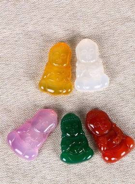 本命年白玉髓宝宝佛吊坠真品黄红玛瑙佛祖男女母玉石项链礼物