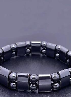 本命年太赫兹手链磁石手排黑胆石手串能量石手环太赫兹钛钢项链礼