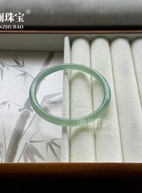 本命年细镯浅青色玉髓玛瑙叮当镯手镯细条汉风文艺气质汉风礼物