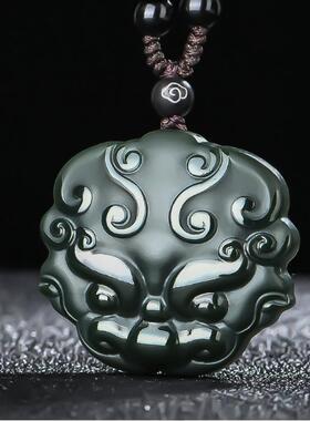 本命年新疆和田玉青玉塔青一级细料四臂观音山水吊坠男女款玉佩挂