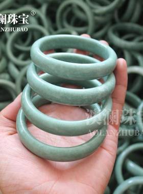 本命年贵州翠扁条手镯女飘花玉石镯子女款玉石复古绿玉镯子礼物