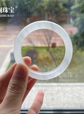 本命年水墨丹青玉镯白冰白月光圆条玉镯古风美人百搭礼物