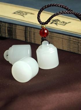 本命年玉石小秤砣吊坠丝玉项链天山翠小印章玉坠福利小礼物