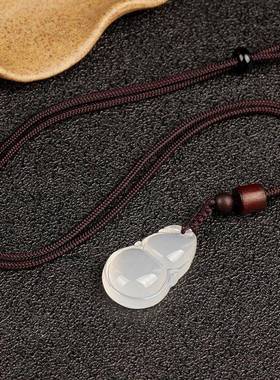 本命年冰种白玉髓葫芦吊坠白玛瑙男女款福禄寿玉石项链挂件配饰礼