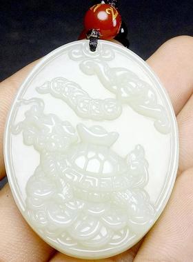 本命年新疆和田玉龙龟吊坠精雕和田玉龙龟献宝福寿如意玉石挂件礼