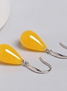 本命年红色耳环气质女神银耳钩妈妈珍珠水滴妈妈款礼物