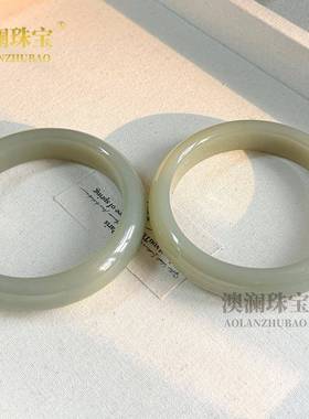 本命年外蒙料高新疆玉湖水绿手镯且末蓝玉石镯子正圈玉手镯展销品