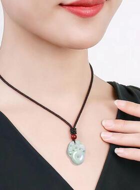 本命年翡翠貔貅平安扣吊坠男女士情侣款转运缅甸玉石项链挂件礼物