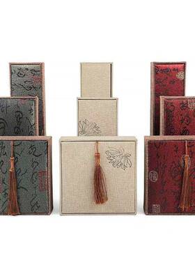 本命年亚麻布流苏手把件吊坠盒玉石手镯盒礼物