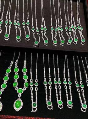 本命年银镶嵌冰种白玉髓豪华款锁骨链套装柔粉玛瑙玉石项链手链礼