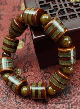 本命年西藏天眼天珠龙眼一线天珠黄三眼玛瑙玉髓男女款手链手串礼