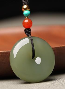 本命年和田玉青玉大号小号平安扣吊坠男项链女挂件玉石玉佩玉坠礼