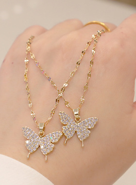 欧美跨境蝴蝶结ins合金吊坠女性