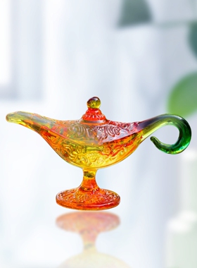 阿拉丁神灯水晶摆件 透明玻璃神灯 家居软装装饰工艺品 送礼佳品