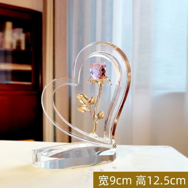 浪漫水晶爱心玫瑰摆件七夕情人节送女生闺蜜生日礼物桌面装饰品,淘宝优惠券,粉丝福利购,淘宝优惠卷