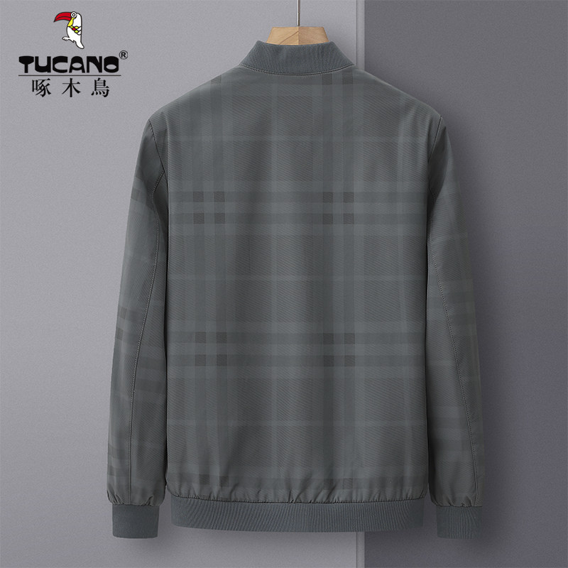 Plaid Jacket Woodpecker Baseball Collar Spring Autumn