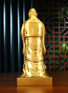 纯黄铜孔子像摆件孔子铜像孔圣人雕像家居客厅书房办公室桌面摆件