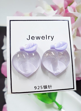 糖果色925银针水蜜桃甜美风耳钉