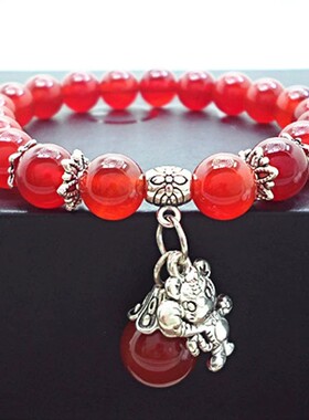 红玛瑙生肖手链女水晶饰品吊坠