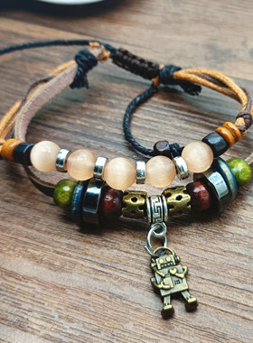 欧美风复古皮手链情侣手链