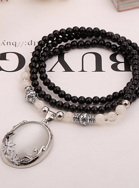 欧美雕花猫眼石蝴蝶长款毛衣链