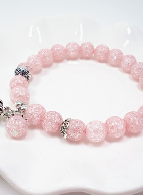 义乌皇冠冰淇淋色爆花石水晶手链