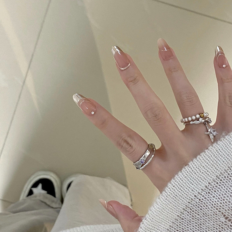 手工镜面法式穿戴甲夏天美甲2025新款高级感精致指甲贴片轻奢,淘宝优惠券,粉丝福利购,淘宝优惠卷