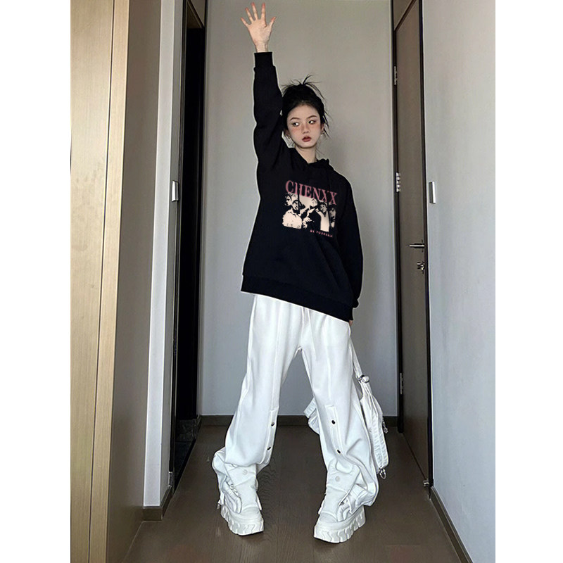 秋冬加绒连帽卫衣女2024新款美式复古宽松小众设计感oversize外套,淘宝优惠券,粉丝福利购,淘宝优惠卷