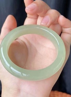 和田青白玉晴水色湖水绿玉手镯女