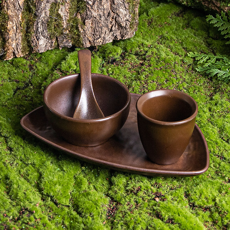 密胺山野风火锅店摆台四件套餐具碗盘杯勺套装商用餐厅饭店四件套