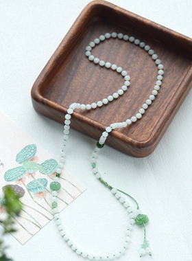 「江南」原创天然和田白玉108颗编制项链手机链定制文玩手串