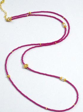 手链红刚玉玫红色中式