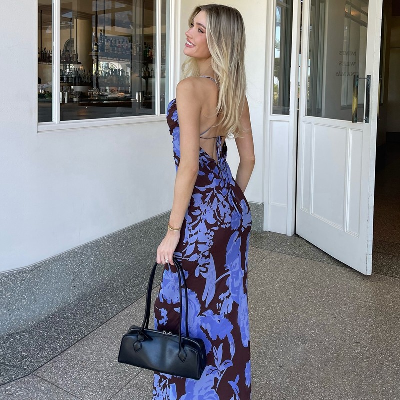 法式度假风花朵抹胸吊带连衣裙夏季新款辣妹性感露背交叉绑带长裙,淘宝优惠券,粉丝福利购,淘宝优惠卷