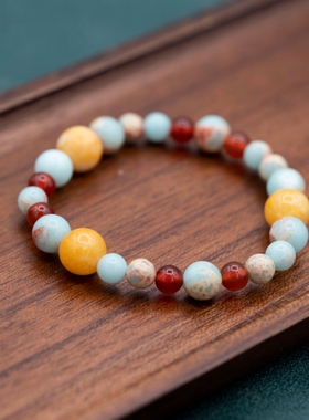 新中式多巴胺糖果色串珠手串原创彩色出游出片精致单层国风手串