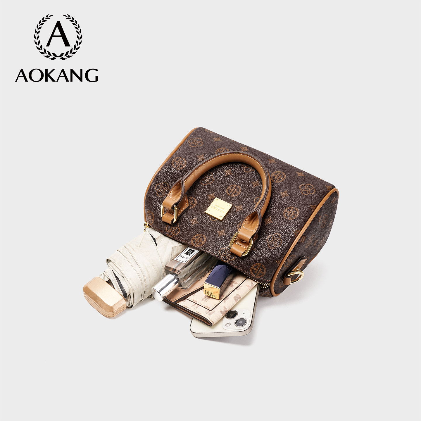 奥康波士顿包2026新款手提枕头包大容量单肩包女高级老花斜挎小包,淘宝优惠券,粉丝福利购,淘宝优惠卷